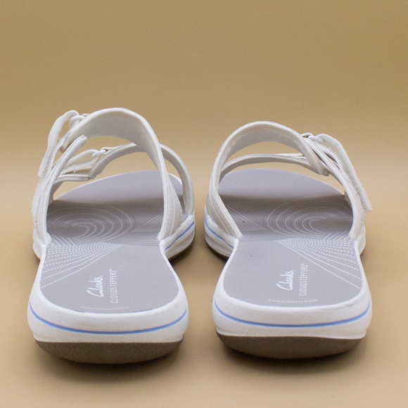 Clarks Breeze Piper White Slip On Comfort Slides Sandals Women's Size 11 M - Picture 4 of 8